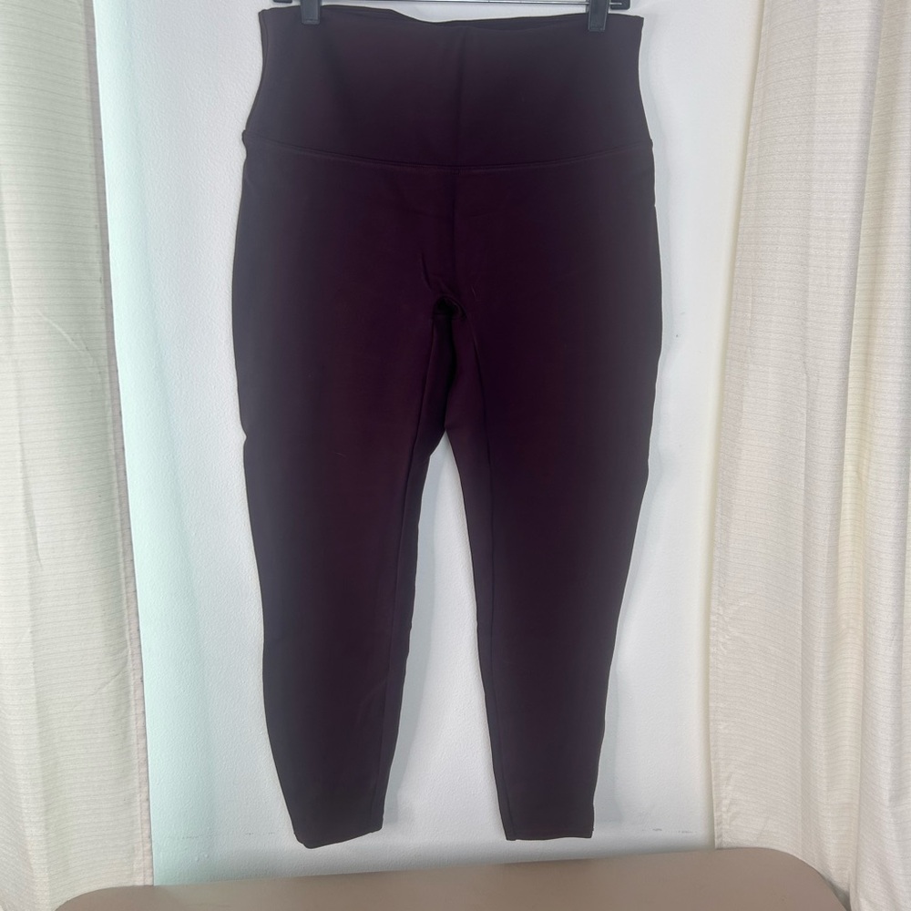 Spanx Ankle Length Ponte Hem Slit Legging Brandywine Purple SZ Large Petite READ